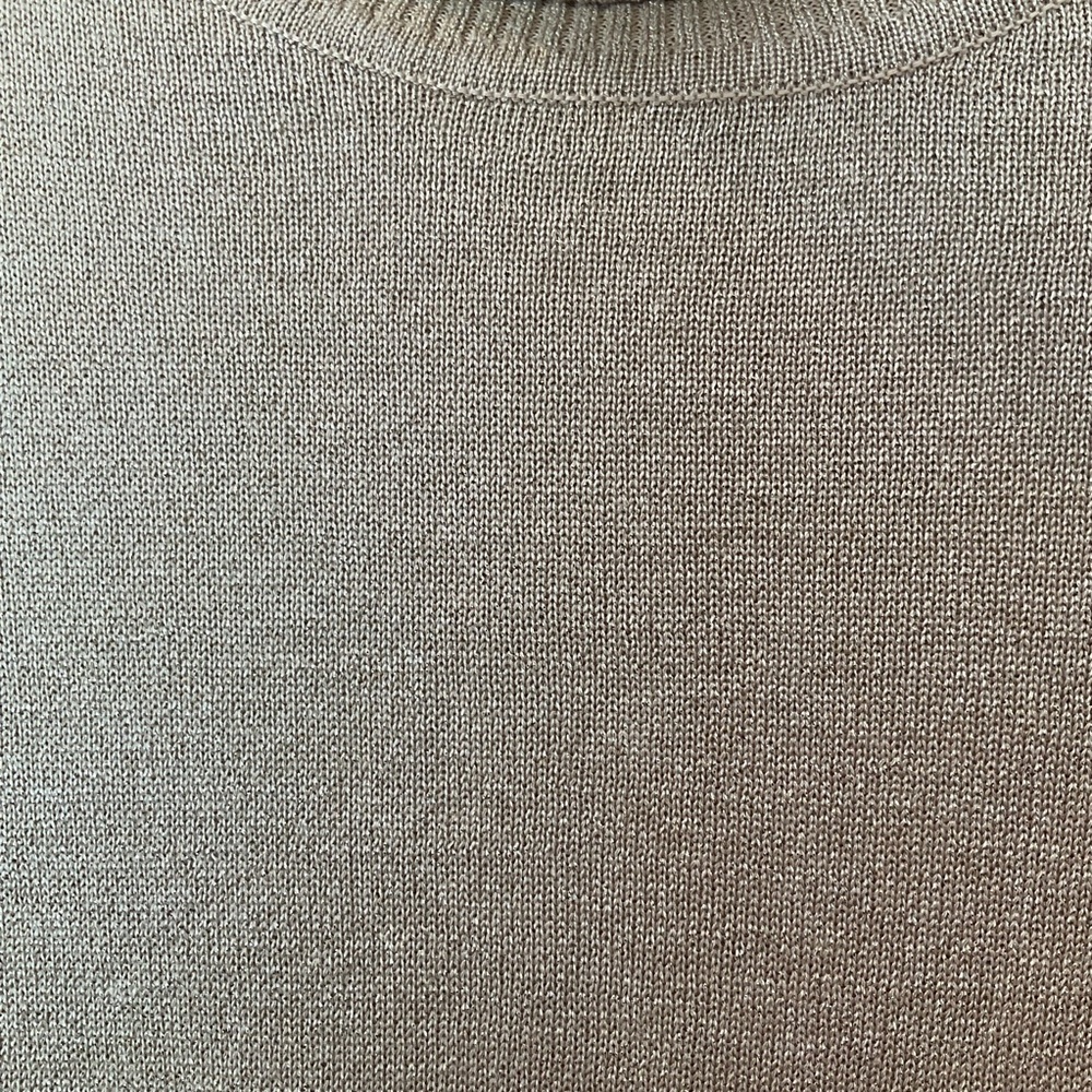 Joseph A. Gold Lame Metallic Long Sleeve Turtleneck Sweater, Size Medium - Picture 3 of 12